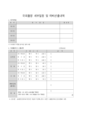 국외출장세부일정및여비산출내역 국외출장세부일정및여비산출내역